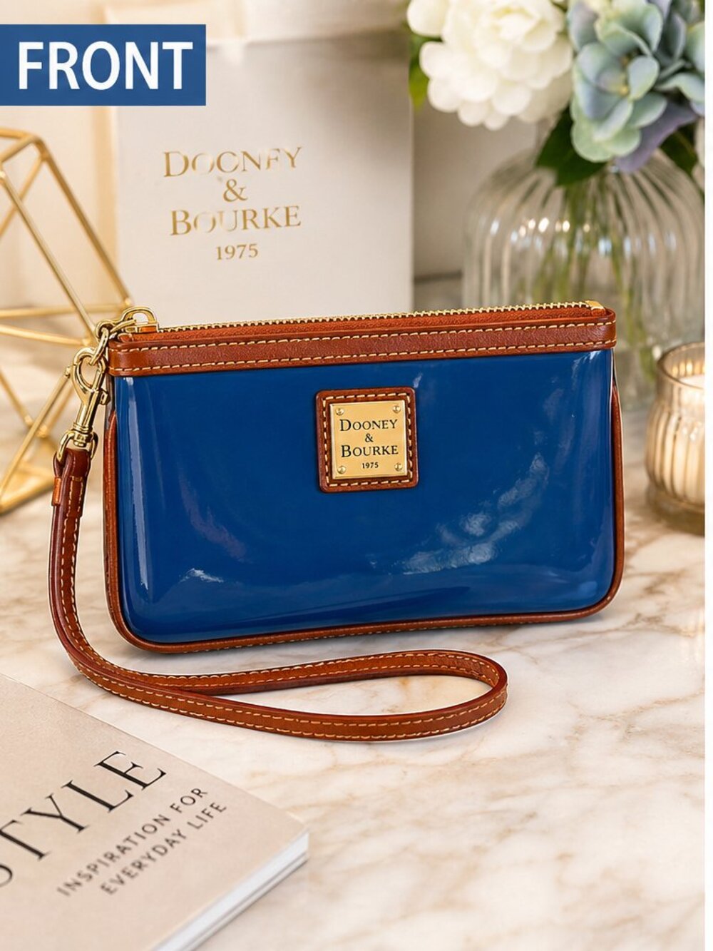 Vintage Dooney & Bourke Blue Patent Wristlet